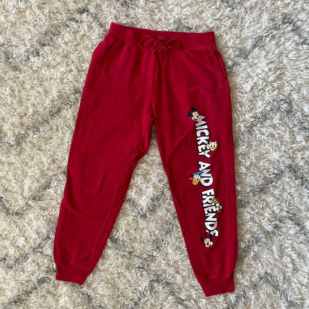 DISNEY MICKEY AND FRIENDS RED JOGGER SWEATPANTS